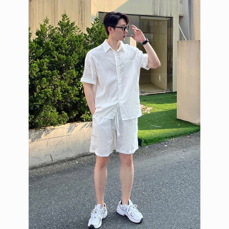 Summer Clothing Pieces - 캐주얼 코튼 린넨 남성 셔츠와 긴
