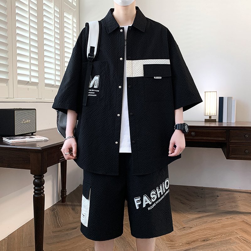 Summer Clothing Pieces - 패션 남성 세트 상의 셔츠 &