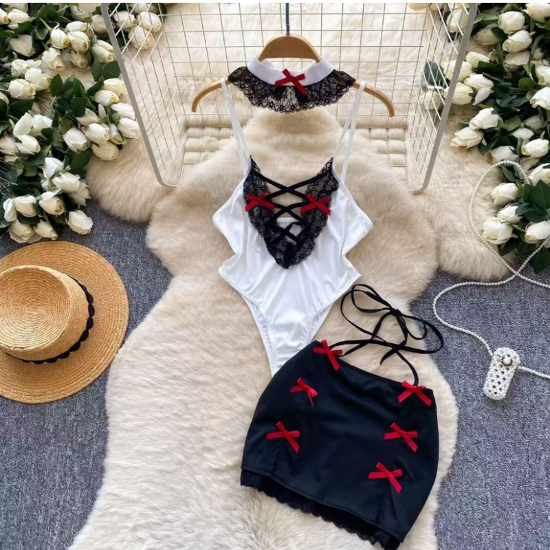 Summer Clothing Model - 여성 2피스 세트 속이 비치는 백리스