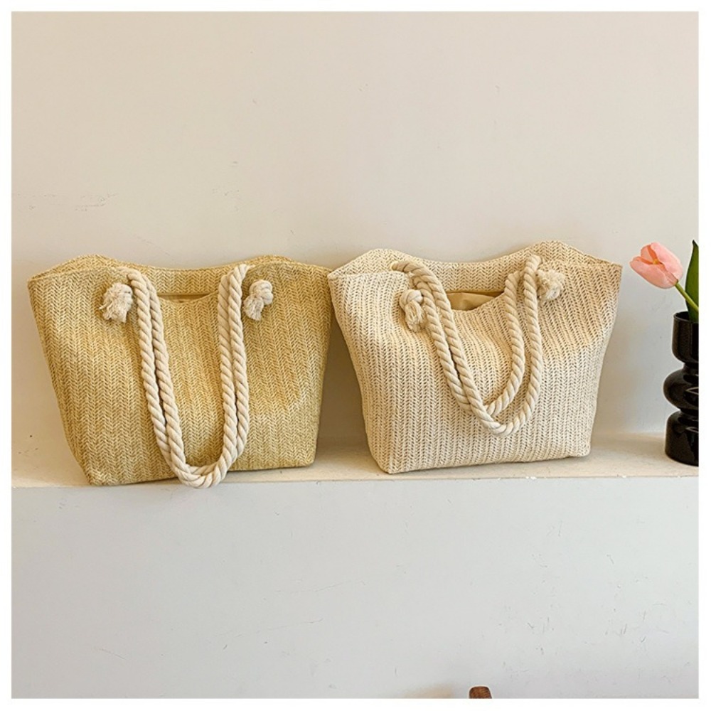 Beach Bag Straw - 새로운 여름 비치 토트백 대용량 라피아