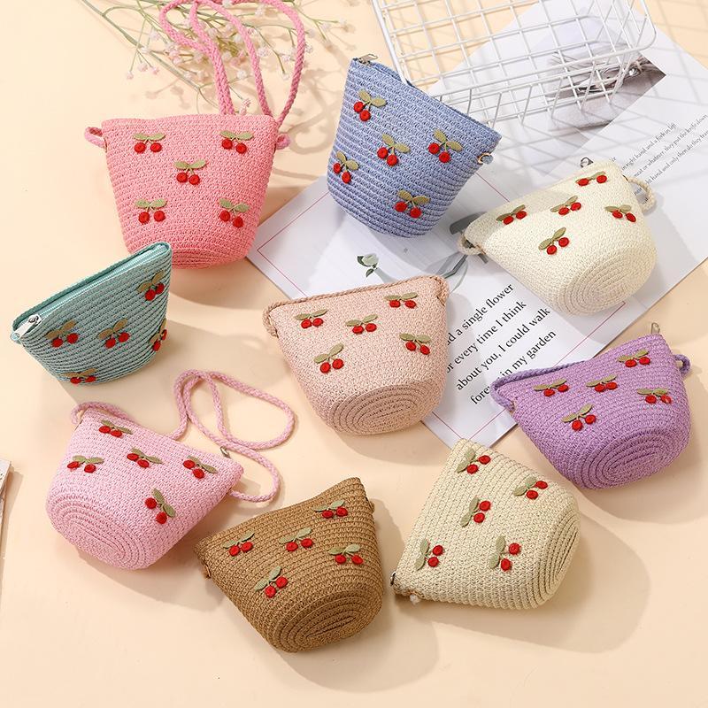 Beach Bag Straw - 어린이용 접이식 밀짚 가방 여름 소녀용