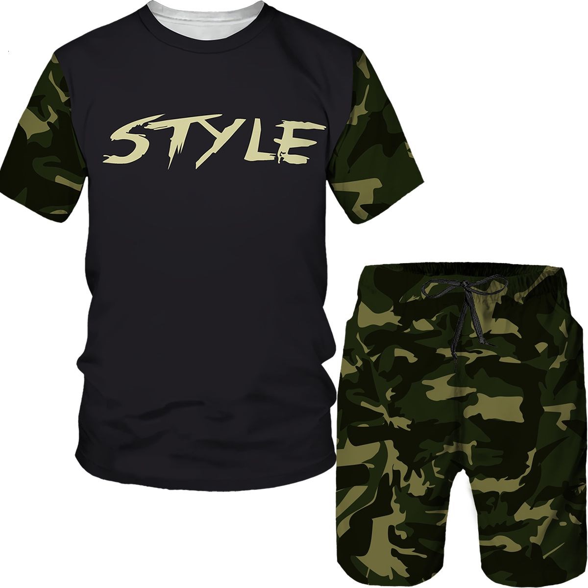 Summer Clothing Pieces - 위장 남성복 카모 3D 프린트 티셔츠