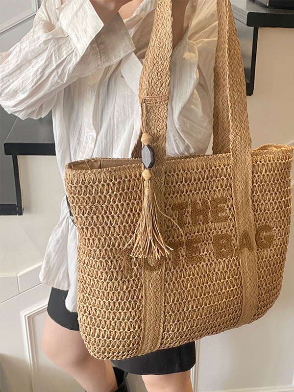 Beach Bag Straw - 여름 해변 휴가 대용량 밀짚 가방