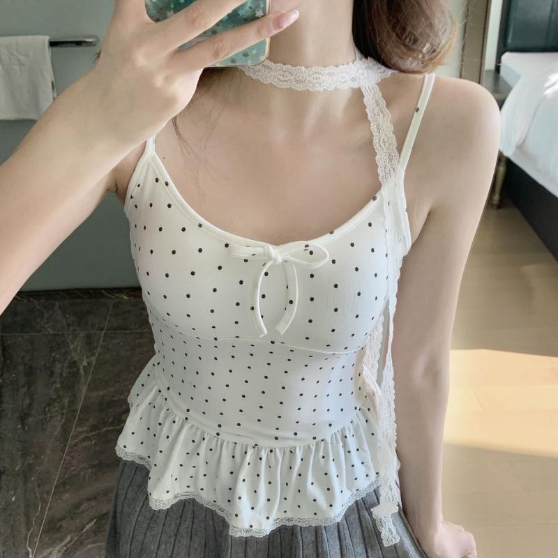 1Pc 여성 의류 여름 패션 캐주얼 폴카 도트 솔리드  - Summer Clothing Young Women 리뷰 및 가격
