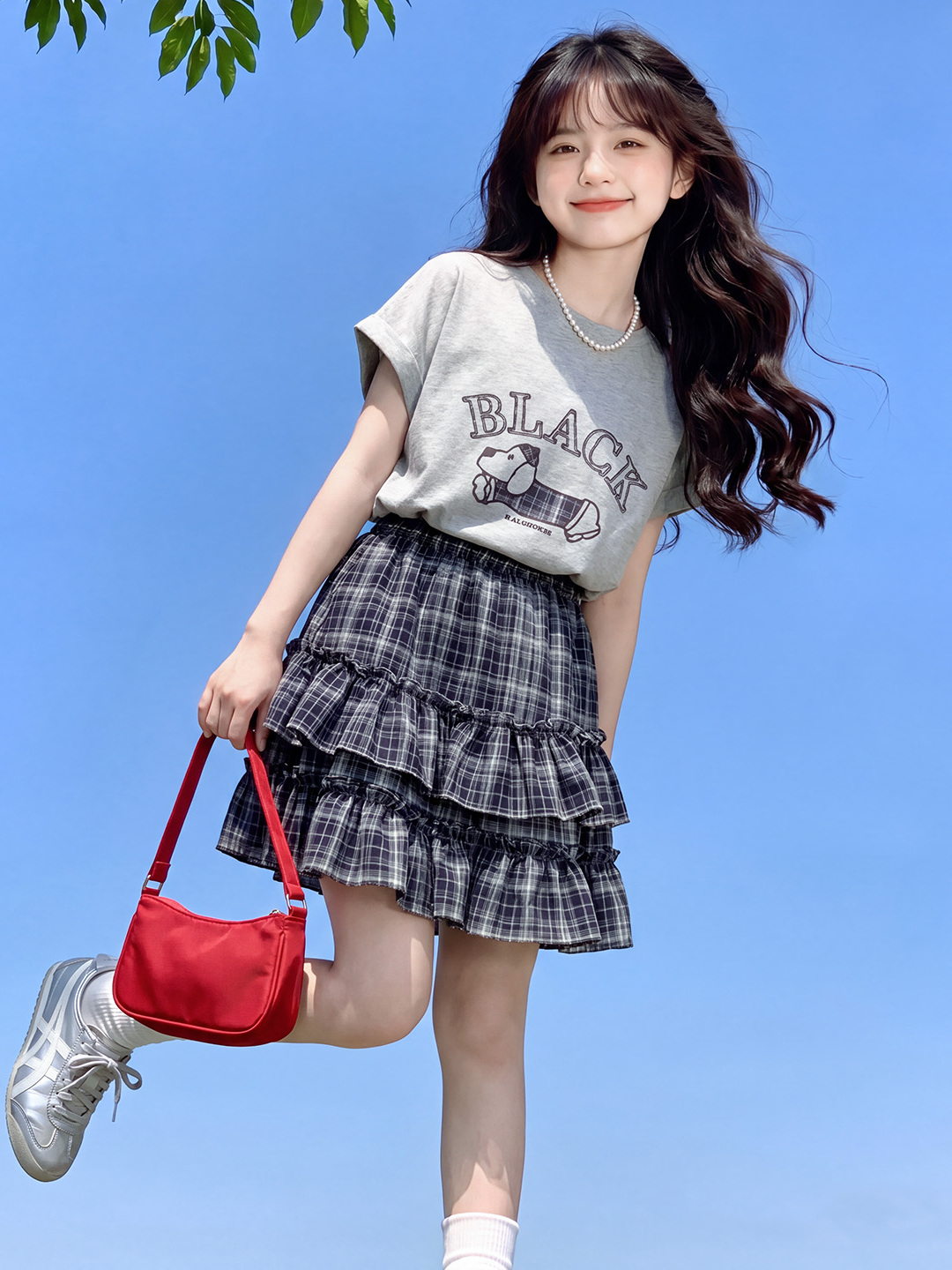 여자 여름 캐주얼 의상 반팔 체크 무늬 케이크 스커트  - Summer Clothing Online 리뷰 및 가격