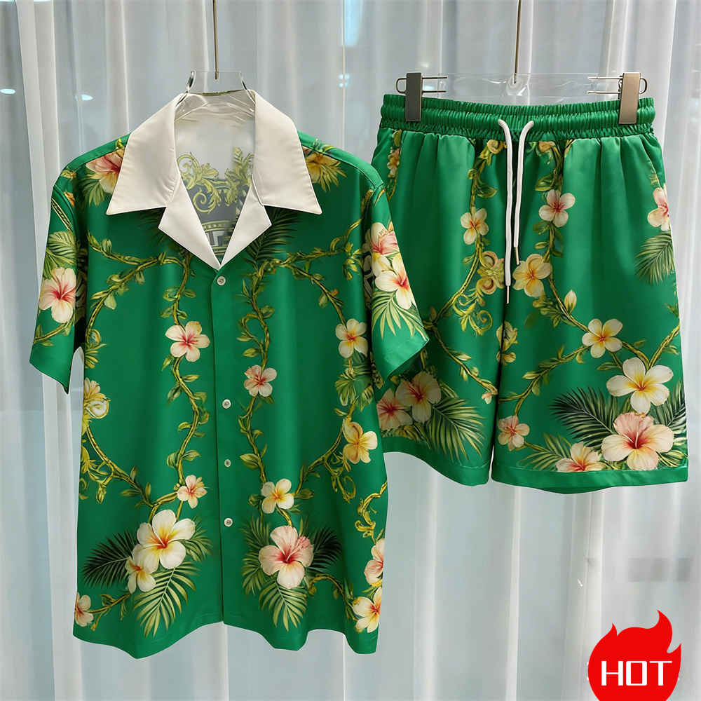 여름 남성 셔츠 세트 3D 코코넛 나무 폴리에스터 투피 - Summer Clothing Pieces 리뷰 및 가격