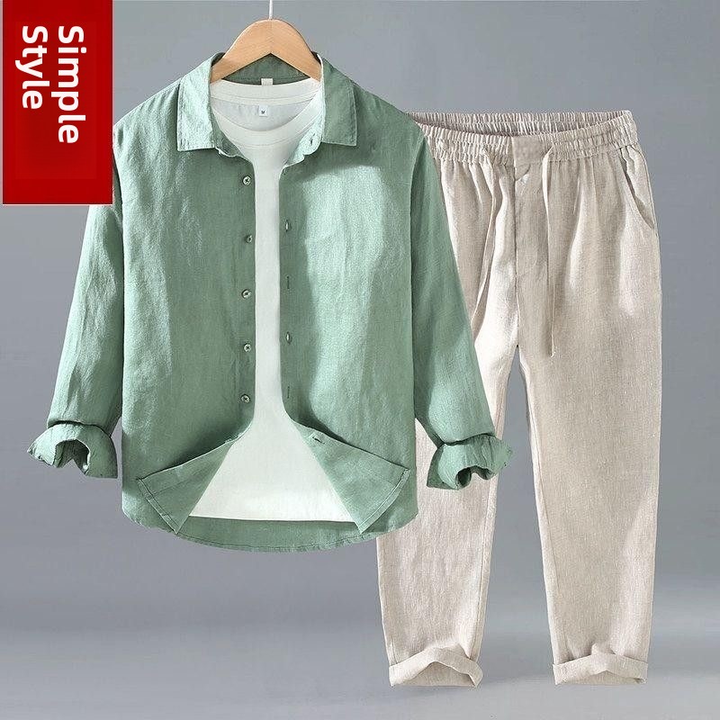 봄 여름 중국 스타일 코튼 린넨 긴팔 투피스 세트 남성 - Summer Clothing Pieces 리뷰 및 가격
