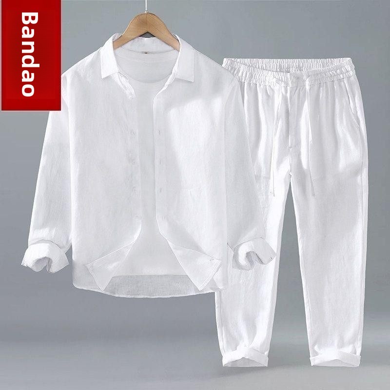 봄 여름 중국 스타일 코튼 린넨 긴팔 투피스 세트 남성 - Summer Clothing Pieces 리뷰 및 가격
