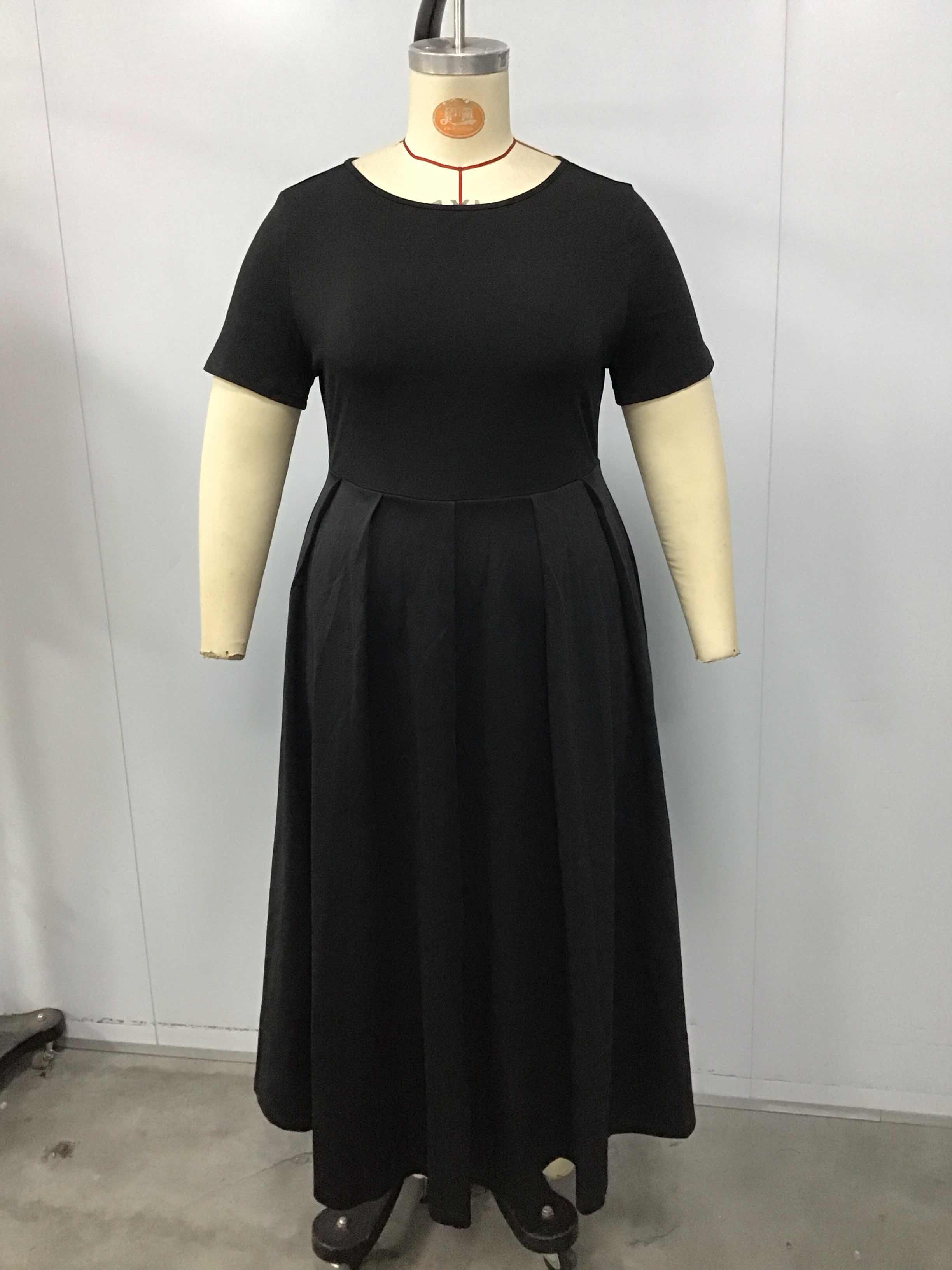 여성 플러스 사이즈 블랙 드레스 짧은 소매 여름 캐주얼 - Summer Clothing For Older Women 리뷰 및 가격