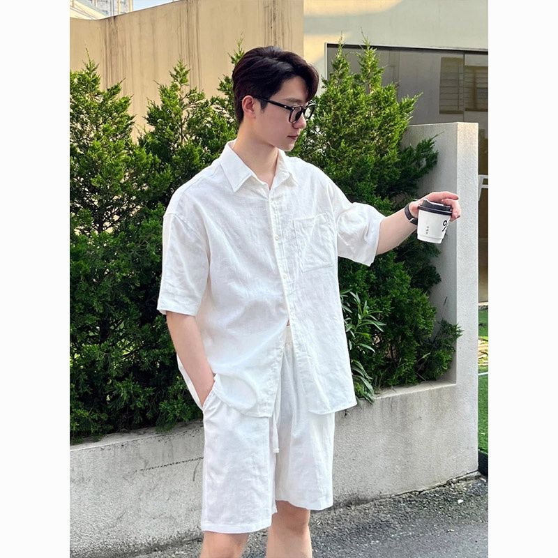 캐주얼 코튼 린넨 남성 셔츠와 긴 바지 세트 봄 여름  - Summer Clothing Pieces 리뷰 및 가격