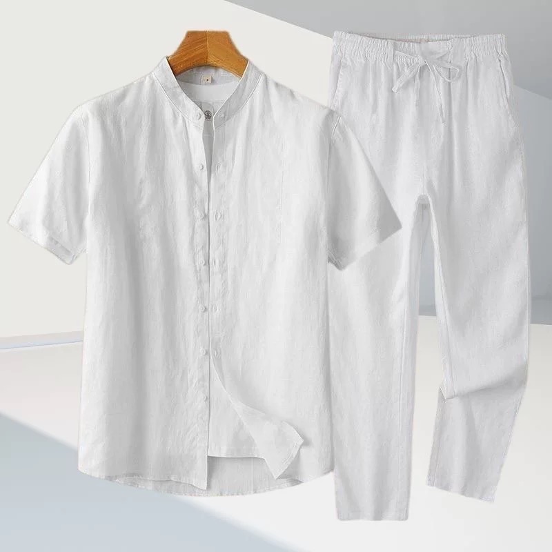 캐주얼 코튼 린넨 남성 셔츠와 긴 바지 세트 봄 여름  - Summer Clothing Pieces 리뷰 및 가격