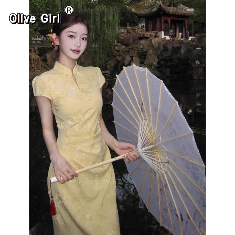 개선된 치파오 드레스 2026 신상 젊은 여성용 오렌지 - Summer Clothing Young Women 리뷰 및 가격