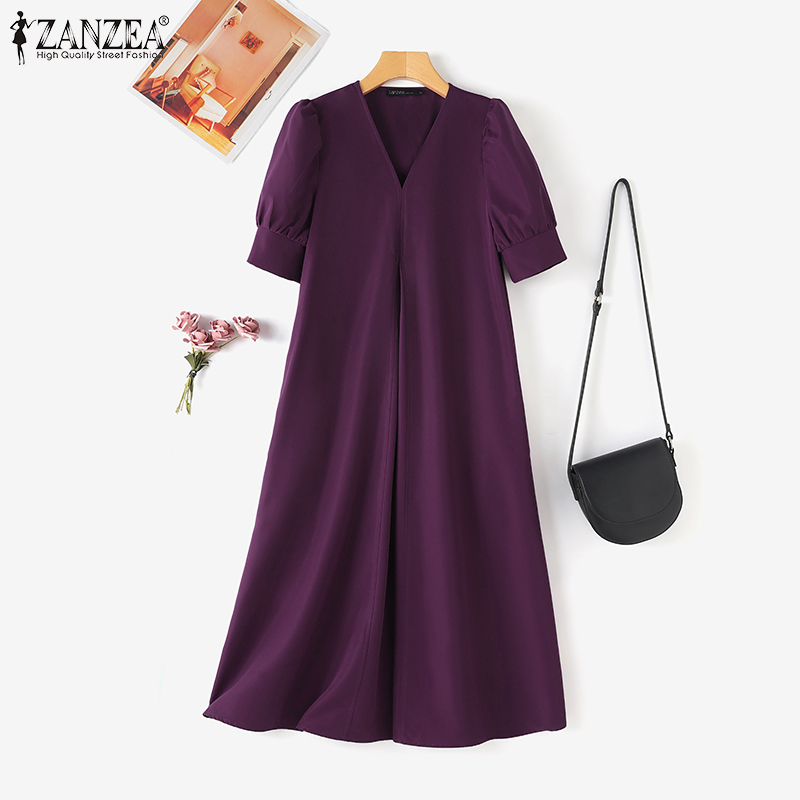 ZANZEA 플러스 사이즈 5XL 여성 캐주얼 미디 드 - Summer Clothing For Older Women 리뷰 및 가격