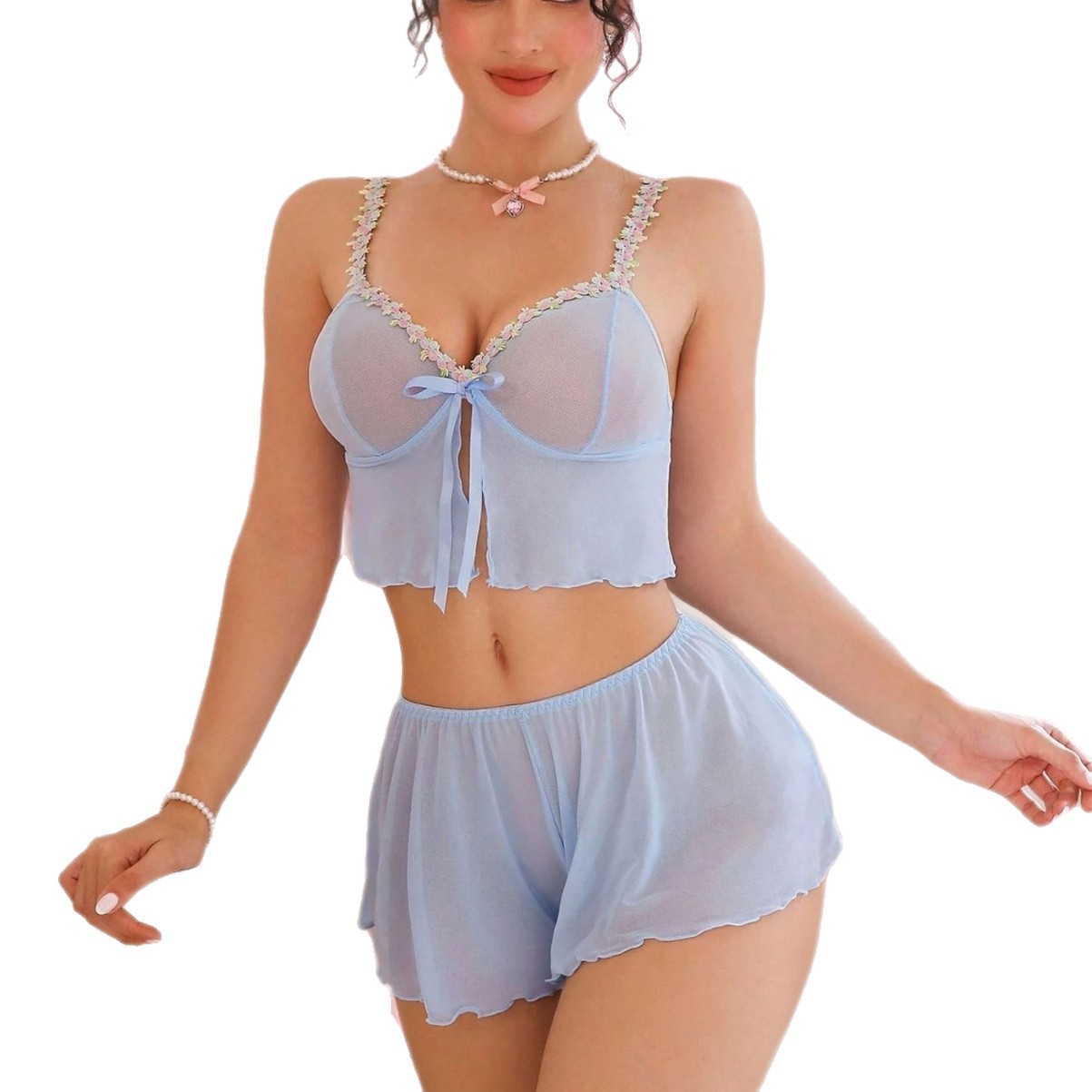 2피스 웨스턴 스타일 섹시 핑크 귀여운 라운지웨어 홈웨 - Summer Clothing Women 리뷰 및 가격