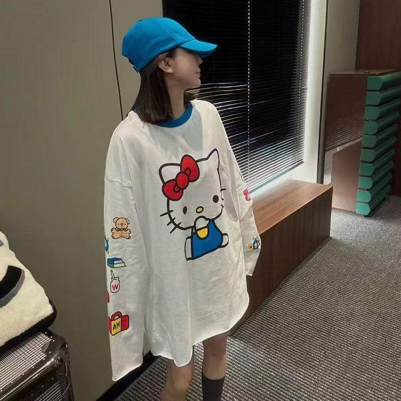 긴팔 헬로 키티 여름 새 스타일 만화 귀여운 프린트 티 - Summer Clothing Women 리뷰 및 가격