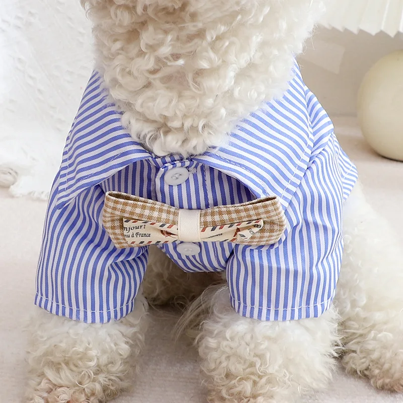 애완견 옷 Bowknot 줄무늬 셔츠 작은 개를위한 얇 - Summer Dog Clothing 리뷰 및 가격