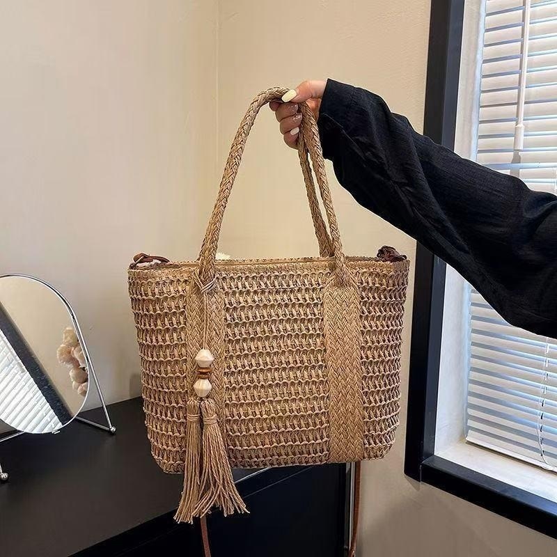 새로운 스타일 여성용 밀짚 핸드백 대용량 태슬 비치 숄 - Beach Bag Straw 리뷰 및 가격