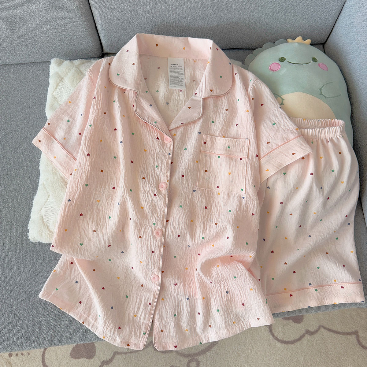 여성용 프린트 폴카 도트 코튼 잠옷 세트 반팔 탑과 반 - Summer Clothing For Petite Women 리뷰 및 가격