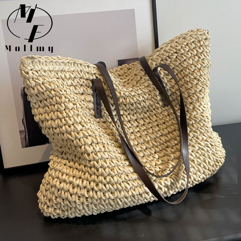 짚으로 엮은 토트백, 캐주얼한 스타일, 넉넉한 수납 공 - Beach Bag Straw 리뷰 및 가격