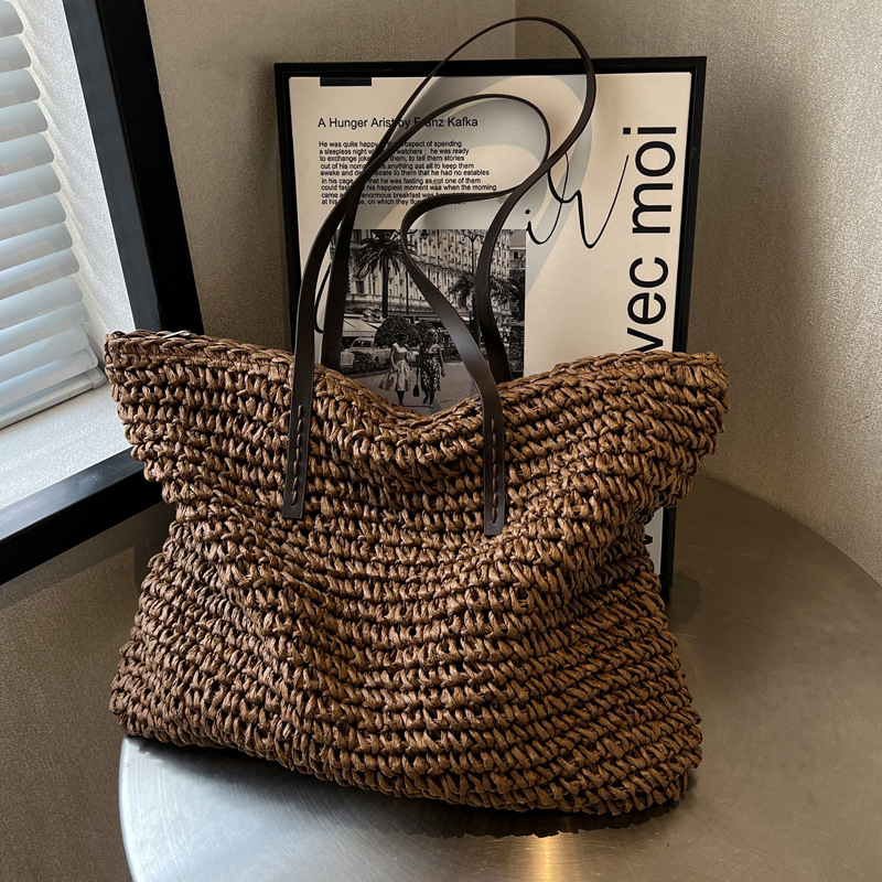 짚으로 엮은 토트백, 캐주얼한 스타일, 넉넉한 수납 공 - Beach Bag Straw 리뷰 및 가격