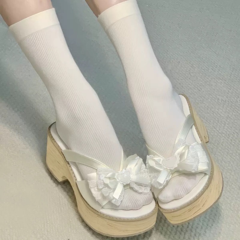 스윗 보우 우드 그레인 두꺼운 바닥 플랫폼 슬리퍼 여성 - Summer Clothing Stores 리뷰 및 가격