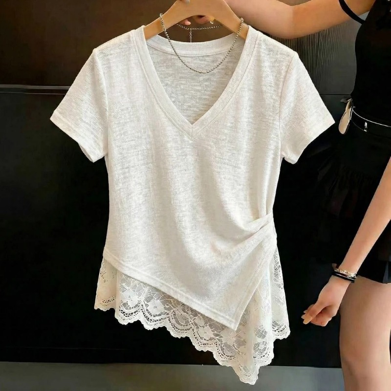 여성 의류 여름 패션 단순 캐주얼 한국 레이스 패치워크 - Summer Clothing Young Women 리뷰 및 가격