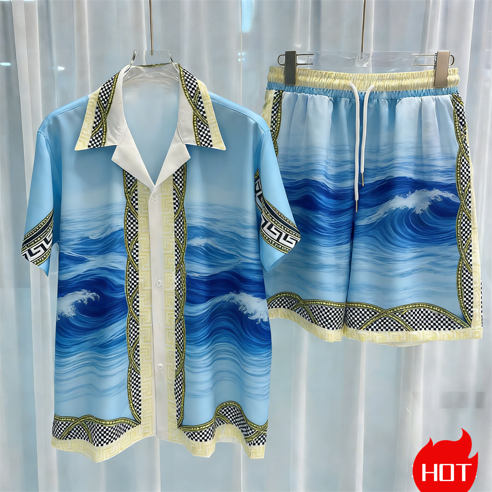 여름 남성 셔츠 세트 식물 패턴 폴리에스테르 투피스 셔 - Summer Clothing Pieces 리뷰 및 가격