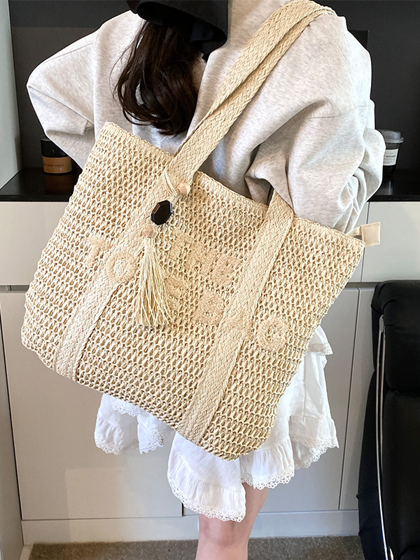 여름 해변 휴가 대용량 밀짚 가방 캐주얼 패셔너블 싱글 - Beach Bag Straw 리뷰 및 가격