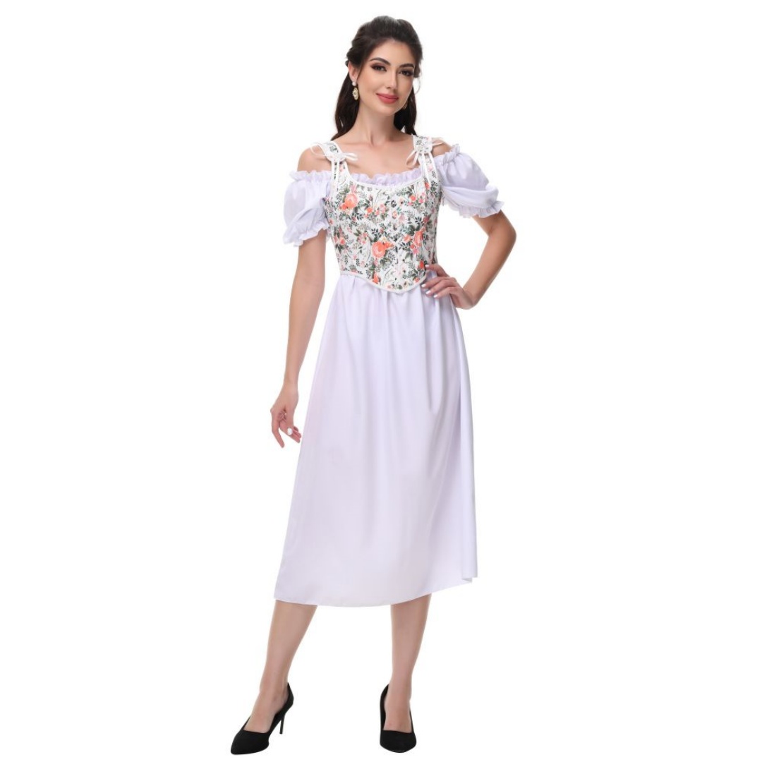 여름 화이트 코튼 솔리드 슬래시 넥 랜턴 슬리브 긴 y - Summer Victorian Clothing 리뷰 및 가격