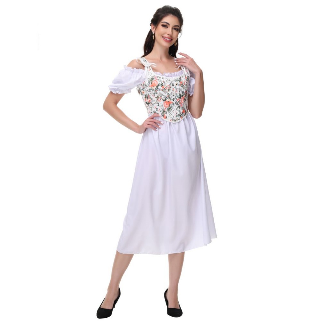 여름 화이트 코튼 솔리드 슬래시 넥 랜턴 슬리브 긴 y - Summer Victorian Clothing 리뷰 및 가격