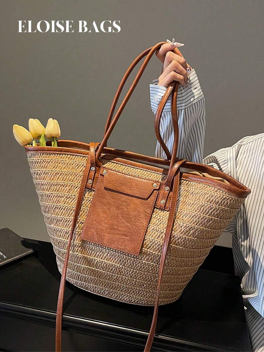 패션 대용량 우븐 토트백, 새로운 비치 바캉스 숄더 언 - Beach Bag Straw 리뷰 및 가격