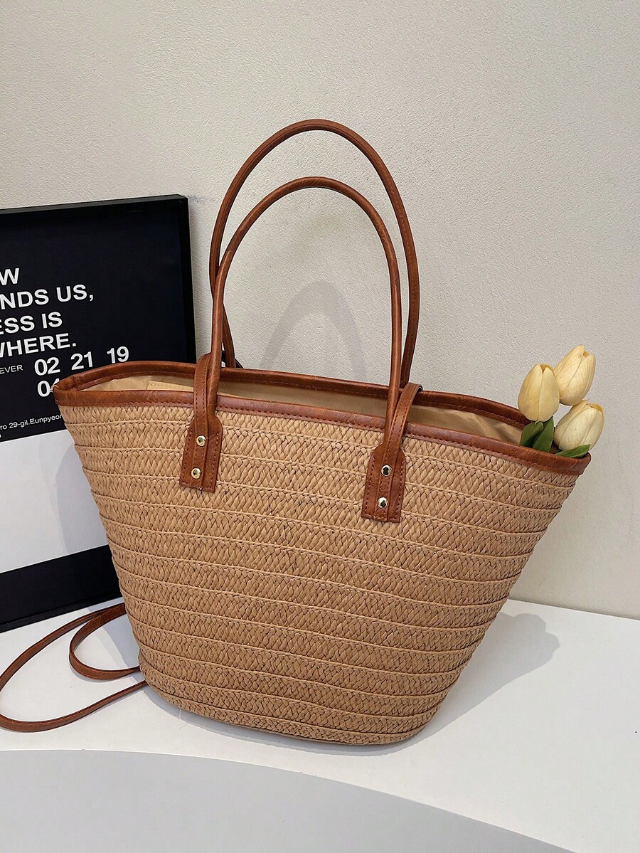 패션 대용량 우븐 토트백, 새로운 비치 바캉스 숄더 언 - Beach Bag Straw 리뷰 및 가격
