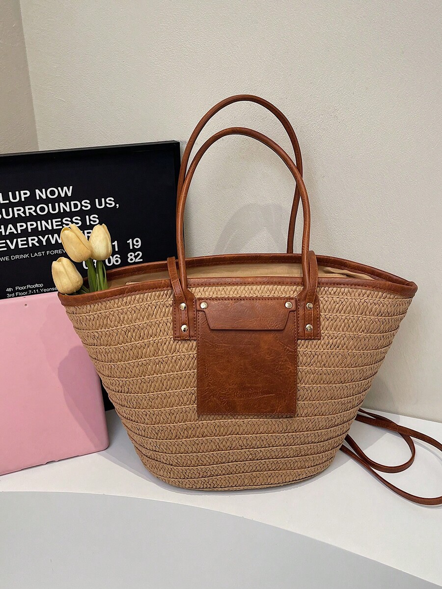 패션 대용량 우븐 토트백, 새로운 비치 바캉스 숄더 언 - Beach Bag Straw 리뷰 및 가격