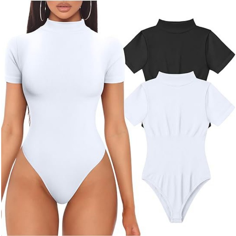 짧은 소매 터틀넥 바디 슈트 여성 섹시한 탑 여름 원피 - Summer Clothing Model 리뷰 및 가격