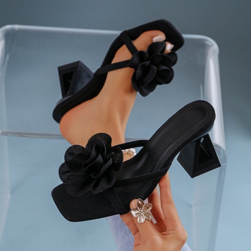 여성용 3D 꽃 장식 샌들 삼각형 컷아웃 하이힐 샌들  - Summer Clothing Stores 리뷰 및 가격