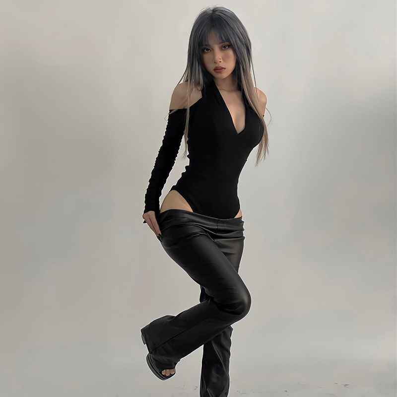 여성용 섹시한 속이 비치는 바디수트 긴팔 오프숄더 탑  - Summer Clothing Model 리뷰 및 가격