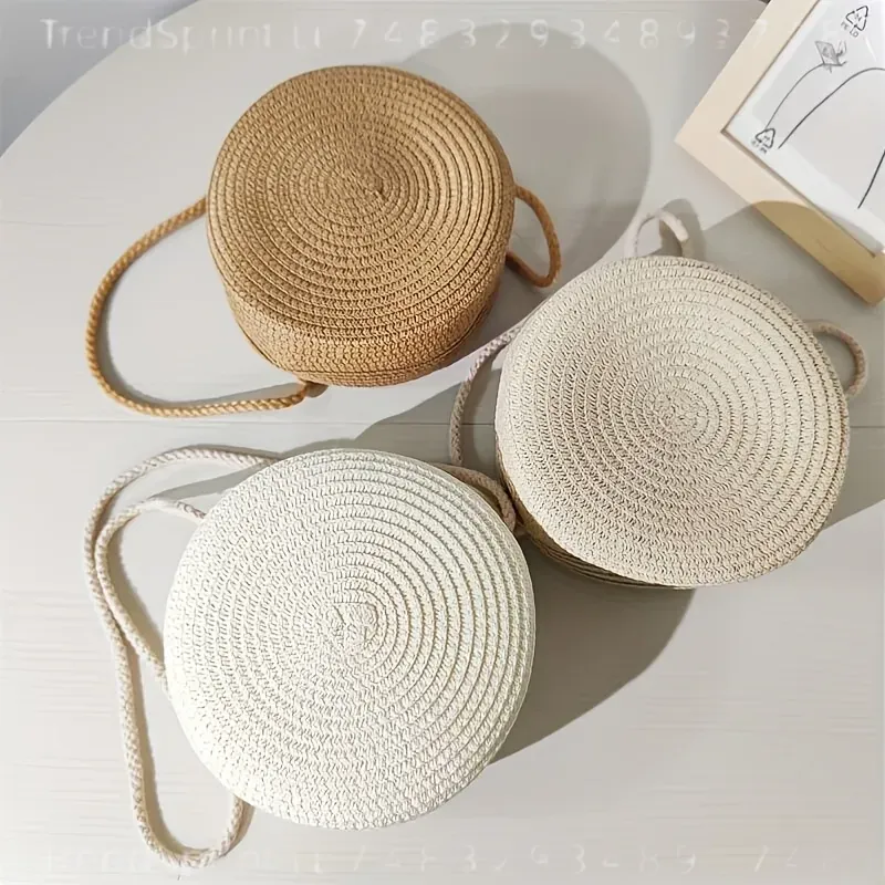 여성용 원형 라탄 크로스백, 수제 니트 짚 소형 숄더  - Beach Bag Straw 리뷰 및 가격